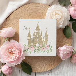 Adesivo Quadrado Princesa Floral Rosa E Dourada Aniversário