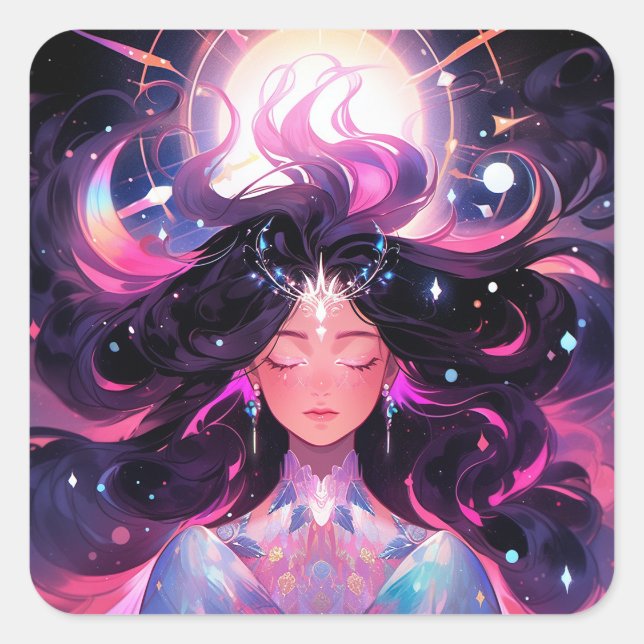 Adesivo Quadrado Princesa Mágica Anime Girl (Frente)