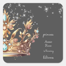 Adesivo Quadrado Princesa Real Birthday