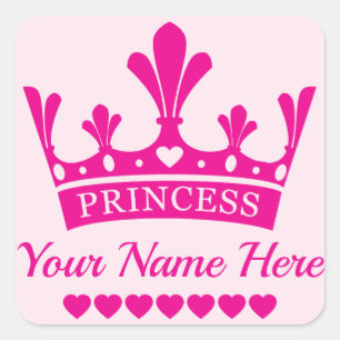 Adesivo Quadrado Princesa Rosa Coroa