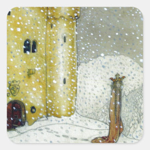 Adesivo Quadrado Princessa pelo castelo nevado