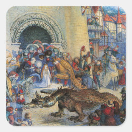 Adesivo Quadrado Princess's Birthday Dragon Folded Greeting Card