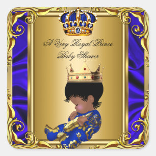 Adesivo Quadrado Príncipe Azul Real Chuvinha de Bebê Dourado Regal 