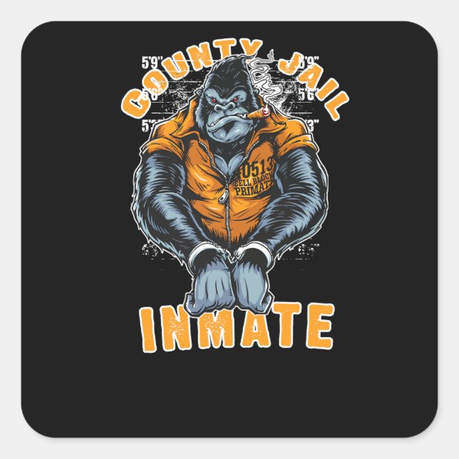 Adesivo Quadrado Prisão de County Inmate (Frente)