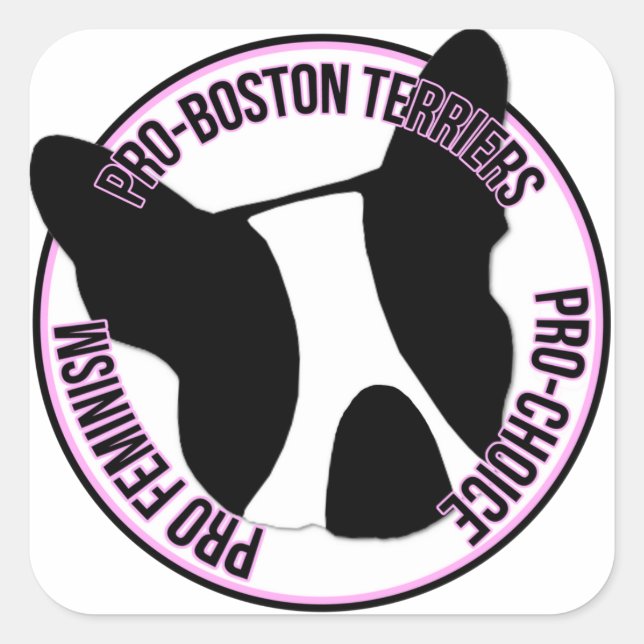 Adesivo Quadrado Pro Boston Terriers, Pro Feminismo, Escolha Pró-Es (Frente)