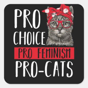 Adesivo Quadrado Pro Choice Pro Feminismo Gatos Pró com Bandana