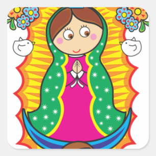 ADESIVO QUADRADO PRO CUSTOMIZÁVEL DE VIRGEN DE GUADALUPE CARICATUR