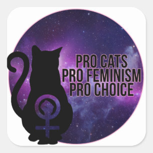 Adesivo Quadrado Pro gatos, pro feminismo, pro escolha