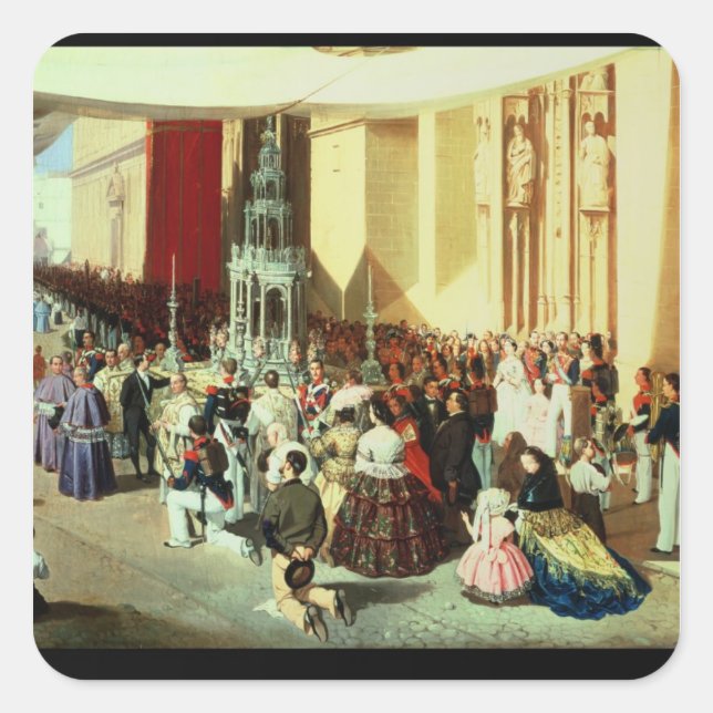 Adesivo Quadrado Procissão do Corpus Christi em Sevilha (Frente)