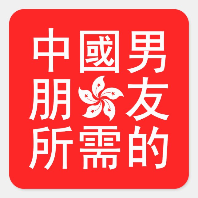 Adesivo Quadrado Procurando um Namorado chinês (HK Edition) (Frente)