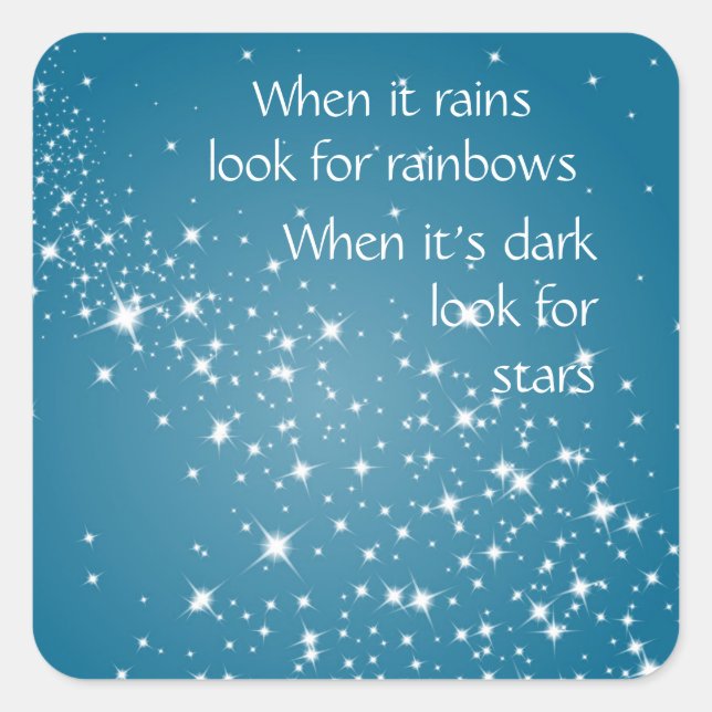 Adesivo Quadrado Procure por estrelas quando uma citação Inspiracio (Frente)
