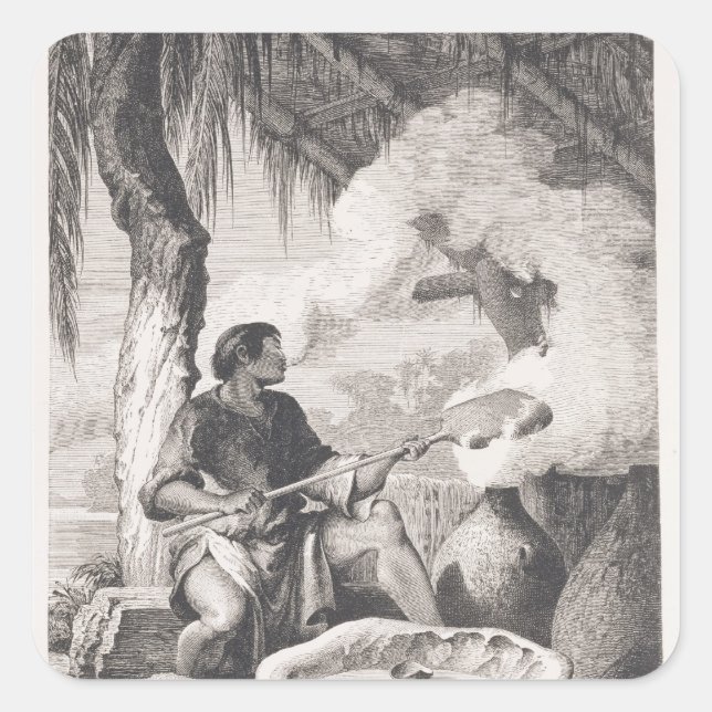 Adesivo Quadrado Produção de borracha na Índia (Frente)