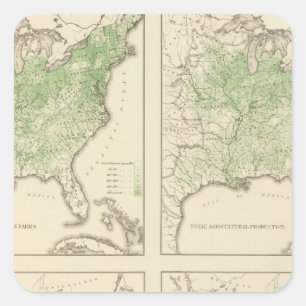 Adesivo Quadrado Produção de milho e de leiteria, litografia dos