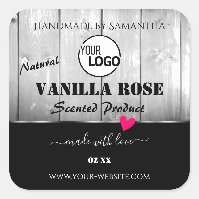 Adesivo Quadrado Produto de grão branco preto Rotulagens de produto (Frente)