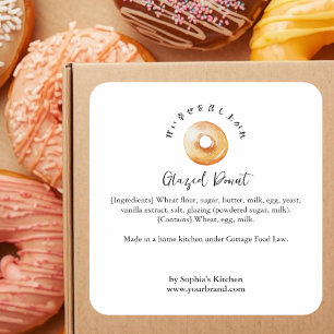 Adesivo Quadrado Produto de Ingrediente de Padaria Donut Glacê Aqua