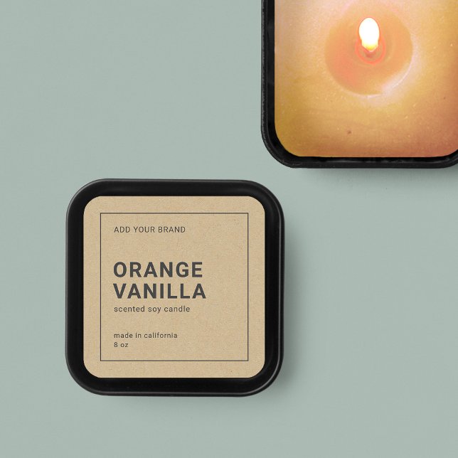 Adesivo Quadrado Produto de Kraft de Cinza Mínima Russo na Fronteir (Criador carregado)