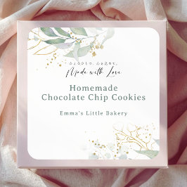 Adesivo Quadrado Produto de Mercado de Agricultores Botânicos Rústi