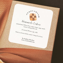 Adesivo Quadrado Produto de Padaria de Aquarela de Biscoito