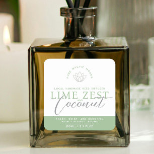 Adesivo Quadrado Produto difusor de côco do coco verde-limão