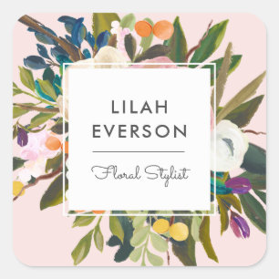 Adesivo Quadrado Produto Floral Pintado Elegante Blush