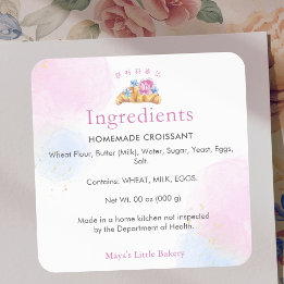 Adesivo Quadrado Produto Ingrediente de Padaria Croissant Floral El