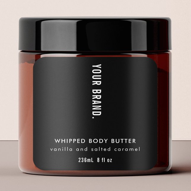 Adesivo Quadrado Produto Simples de Jar Preto, Moderno e Minimalist (Modern Minimalist Simple Black Jar Product Square Sticker with fully editable text & colors)