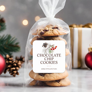 Adesivo Quadrado Produtos Assados Caseiros Rústicos