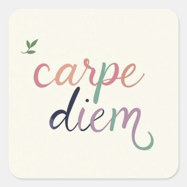 Adesivo Quadrado Produtos com design de carpe diem (Frente)