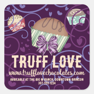 Adesivo Quadrado Produtos de confeitaria à base de rico de trufa de