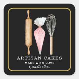 Adesivo Quadrado Produtos de padaria de pastelaria de cozinheiros