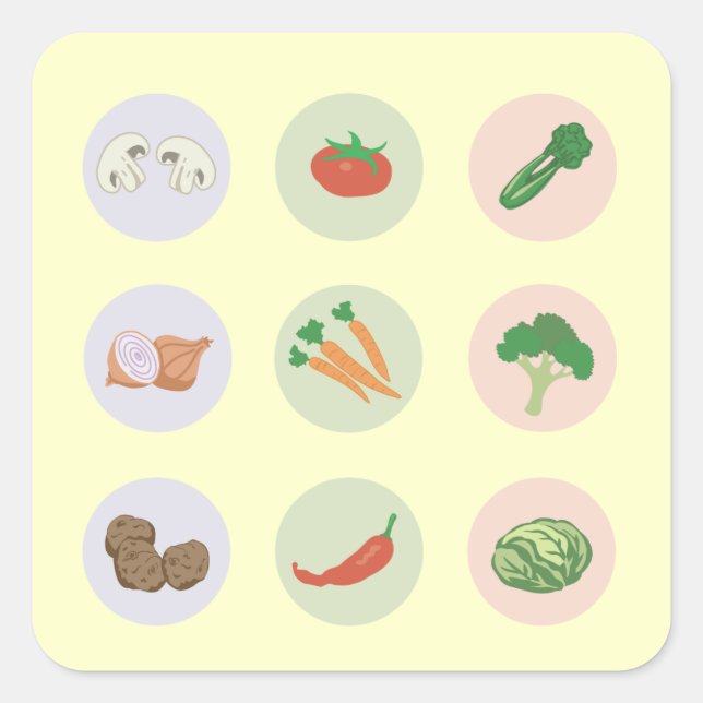 Adesivo Quadrado Produtos hortícolas (Frente)