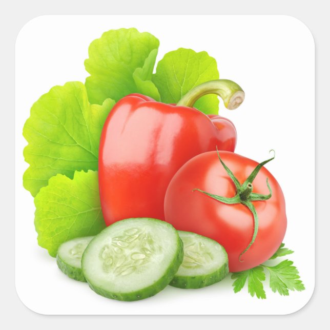 Adesivo Quadrado Produtos hortícolas frescos (Frente)