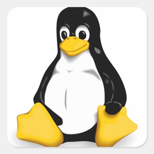 Adesivo Quadrado Produtos Linux Tux (Frente)