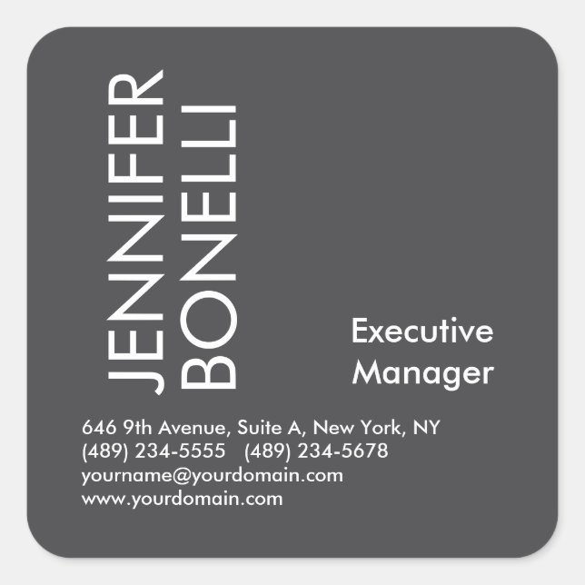 Adesivo Quadrado Professional minimalist modern bold text grey  (Frente)