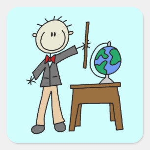 Adesivo Quadrado Professor Com Globo