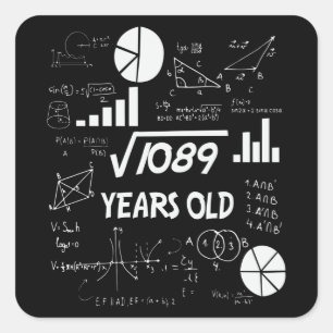 Adesivo Quadrado Professor de Matemática de 33 Anos de Idade no Dom