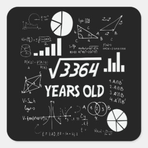 Adesivo Quadrado Professor de Matemática de 58 Anos de Idade, Mate