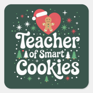 Adesivo Quadrado Professor de Natal de Biscoitos Inteligentes