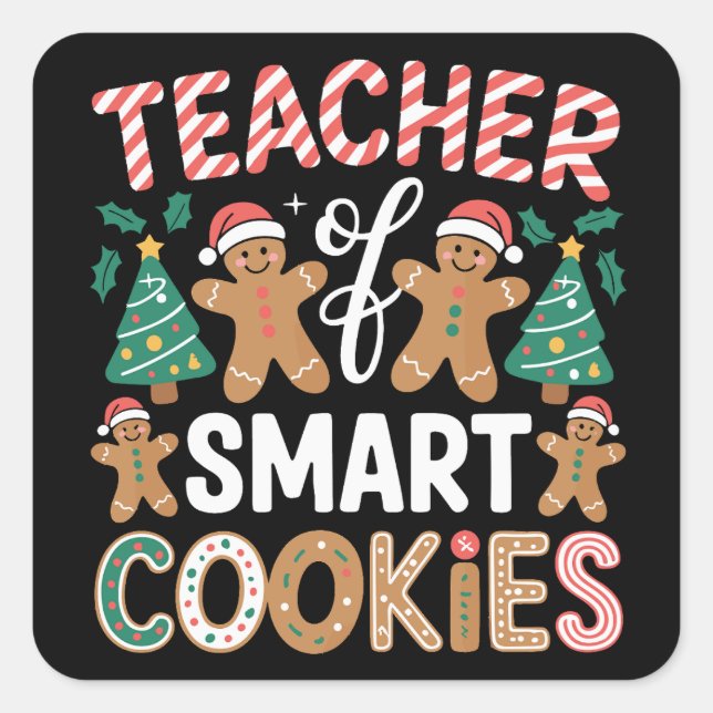 Adesivo Quadrado Professor de Natal de Biscoitos Inteligentes de Ge (Frente)