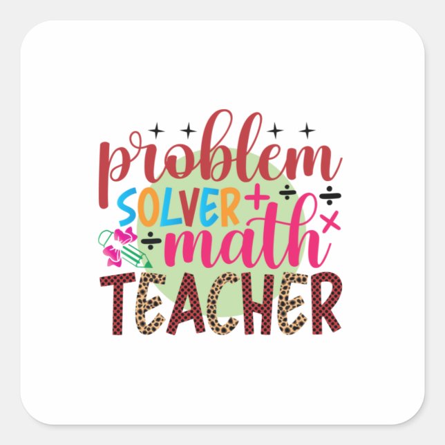 Adesivo Quadrado Professor de presentes | Professora de Matemática  (Frente)
