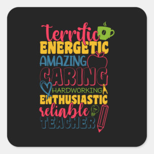 Adesivo Quadrado Professor de presentes   Professora surpreendente