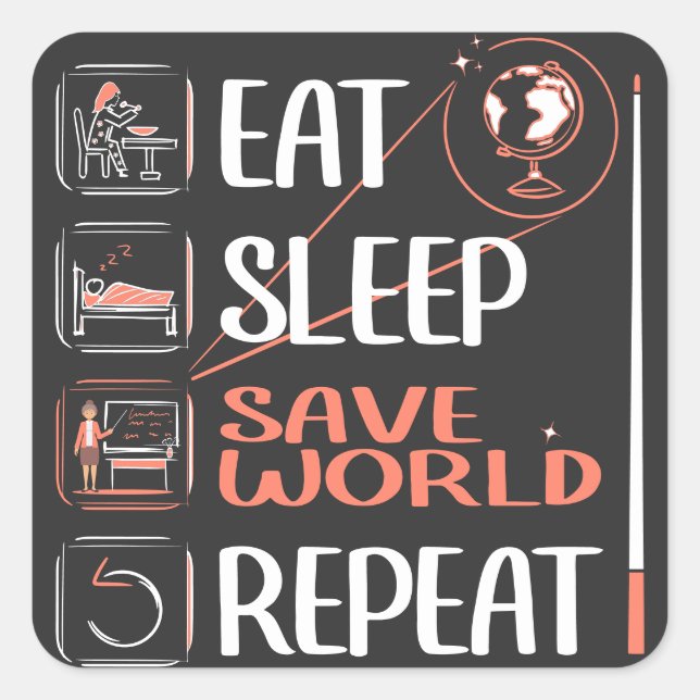 Adesivo Quadrado Professor de SuperGeografia Salva Mundo Obrigado P (Frente)