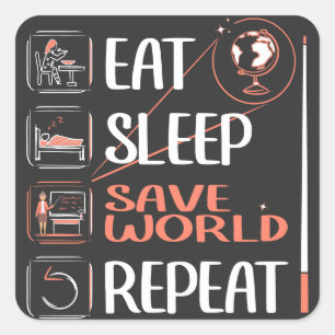 Adesivo Quadrado Professor de SuperGeografia Salva Mundo Obrigado P