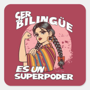 Adesivo Quadrado Professora Bilíngue Espanhola ESL Maestra Bilingüe