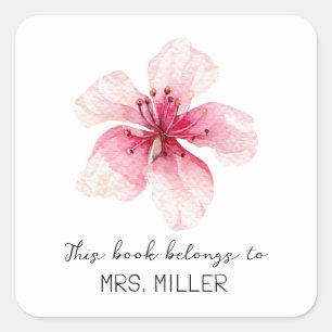 Adesivo Quadrado Professora Da Cherry Blossom Este Livro Pertence
