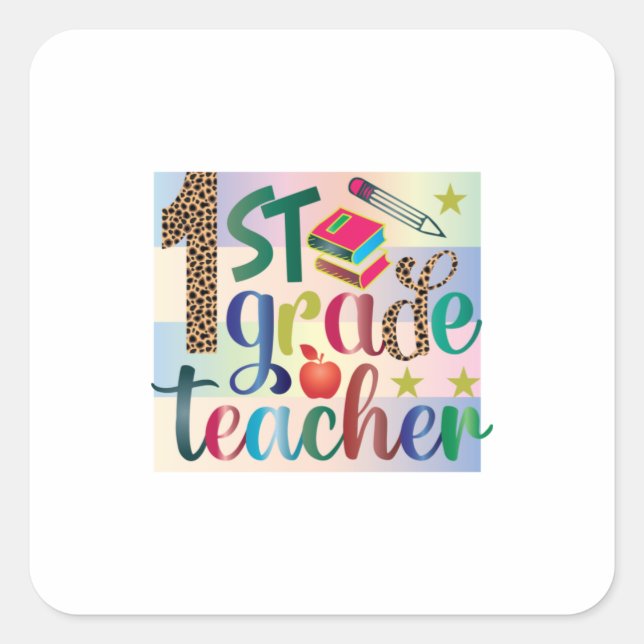 Adesivo Quadrado Professora de Arte de Primeiro Grau (Frente)