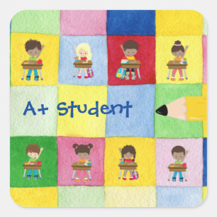 Adesivo Quadrado Professora do ensino básico A+ Estudante