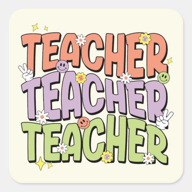 Adesivo Quadrado Professora Professora (Frente)