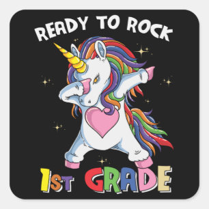 Adesivo Quadrado Professores do 1º ano da Escola Ready Rock Unicorn