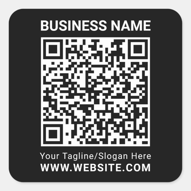 Adesivo Quadrado Profissional de código QR personalizado mínimo pre (Frente)